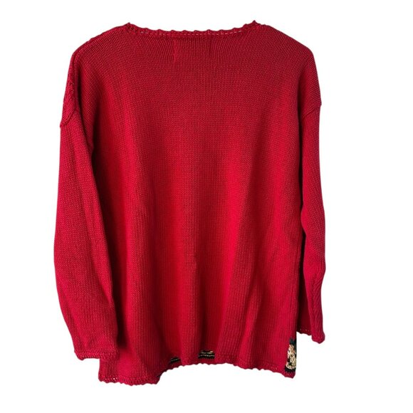 Tiara International Embellished Vintage Christmas Tree Red Sweater Size Large - Picture 6 of 7